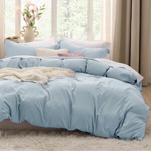 Bedsure Sky Blue Duvet Cover King Size - 3 Pieces